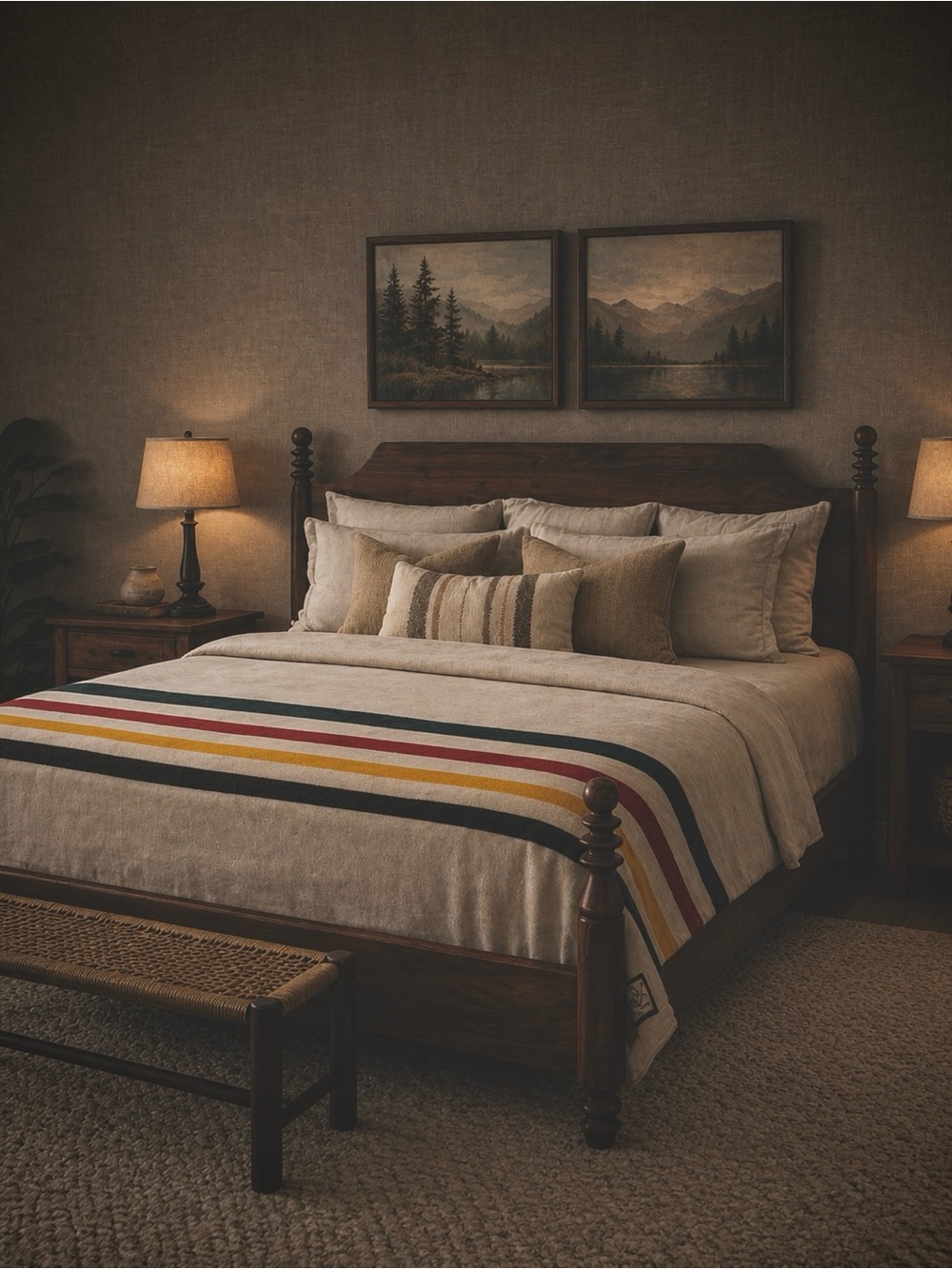 Pendleton Glacier National Park Wool Blanket | USA Made | Iconic Stripe
